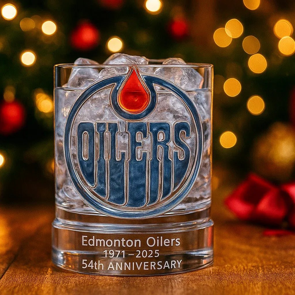 🏒 Edmonton Hockey Team 54th Anniversary Whiskey Glass – Fan Collector Gift