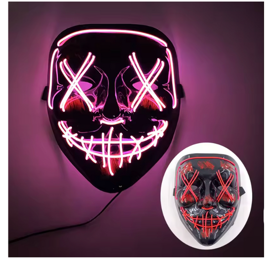 Wireless Halloween Neon LED Purge Mask Masque Masquerade Party Masks Light Grow in the Dark Horror Mask Glowing Masker