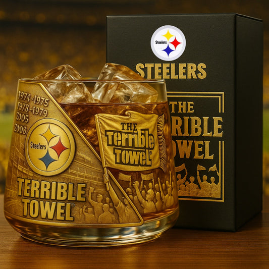 Steel City Glory Whiskey Glass – Raise a Toast to Black & Gold Pride 🥃