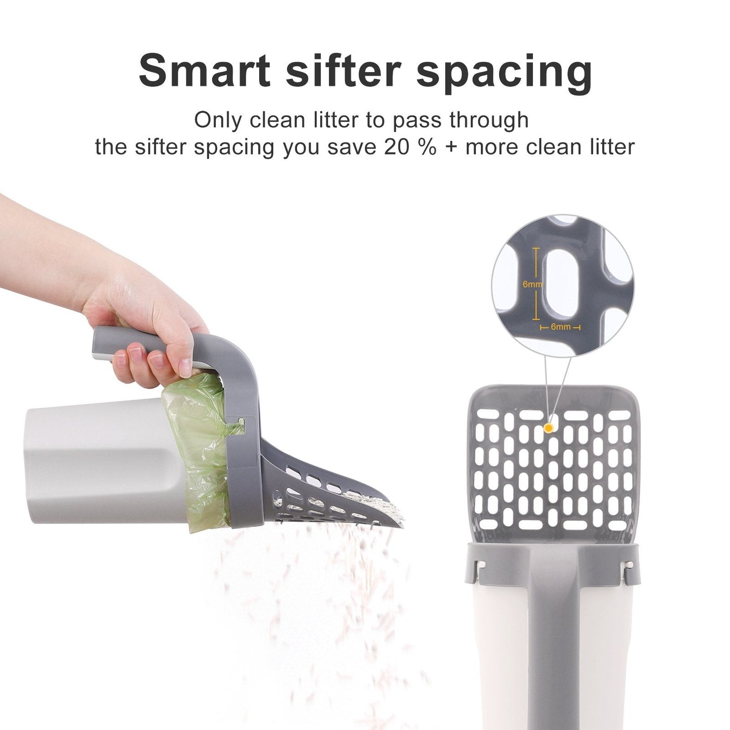 Cat litter scooper with Holder - built-in trash
