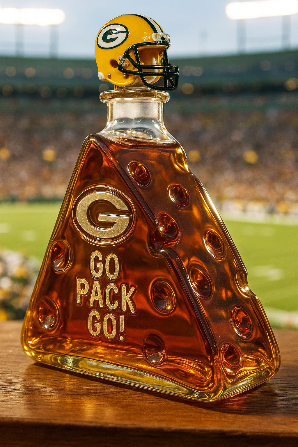 🧀🏈Green & Gold Pride – Cheesehead Reserve Whiskey Bottle