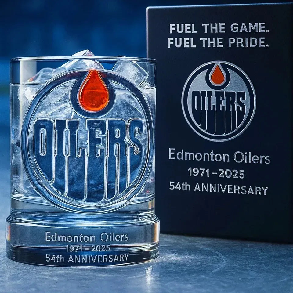 🏒 Edmonton Hockey Team 54th Anniversary Whiskey Glass – Fan Collector Gift