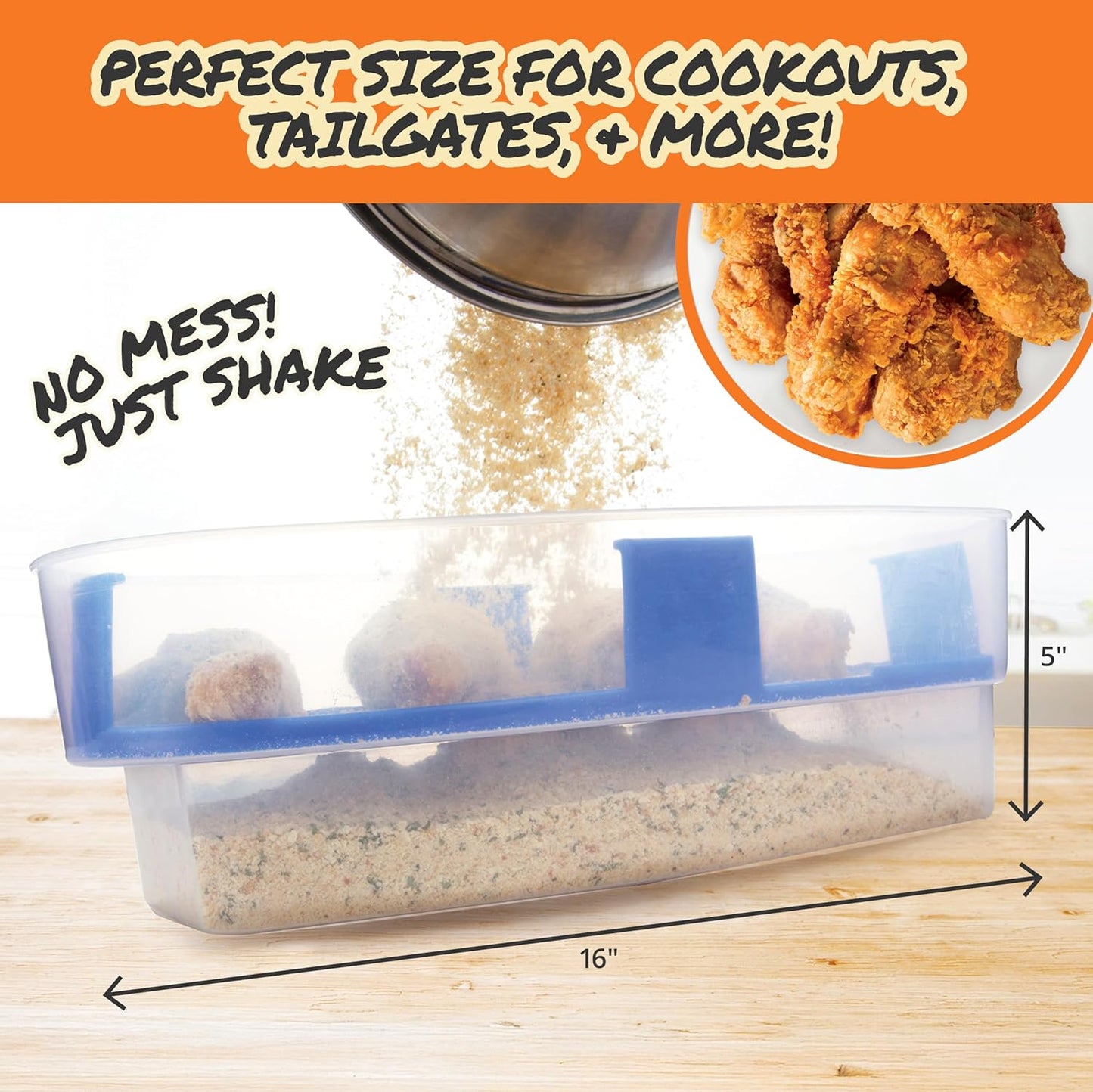 Cook's Choice XL Original Better Breader Batter Bowl- All-in-One Mess Free Breading Station Tool- Great for Parties - Pour in Seasoning, Add Meat or Vegetables of Choice, & Just Shake- Made in the USA