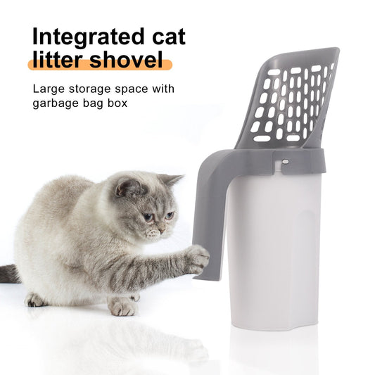 Cat litter scooper with Holder - built-in trash