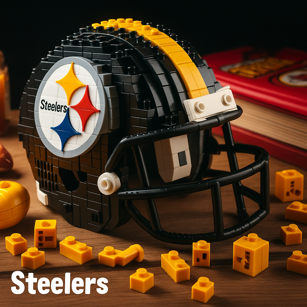 🏈Black & Gold Gridiron Helmet – Brick-Built Collector’s Display