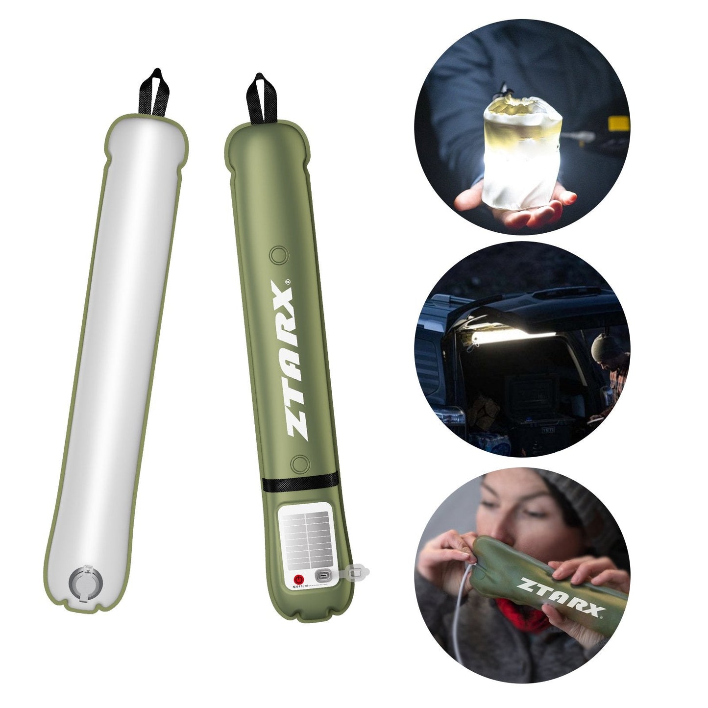 Outdoor Solar Foldable Inflatable Camping Lantern-LED Light Tube