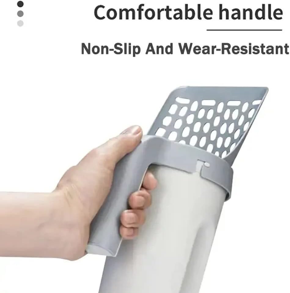 Cat litter scooper with Holder - built-in trash