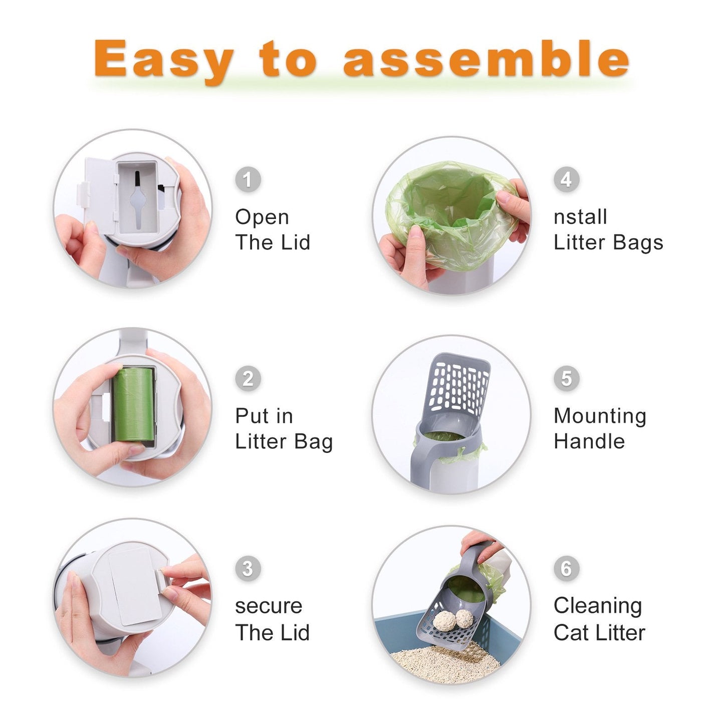 Cat litter scooper with Holder - built-in trash
