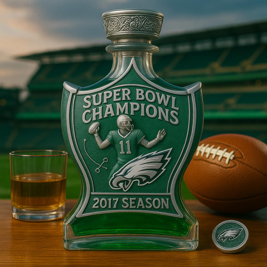 🏈 Philadelphia Eagles Commemorative Whiskey Decanter – 2017 Super Bowl Champions Edition